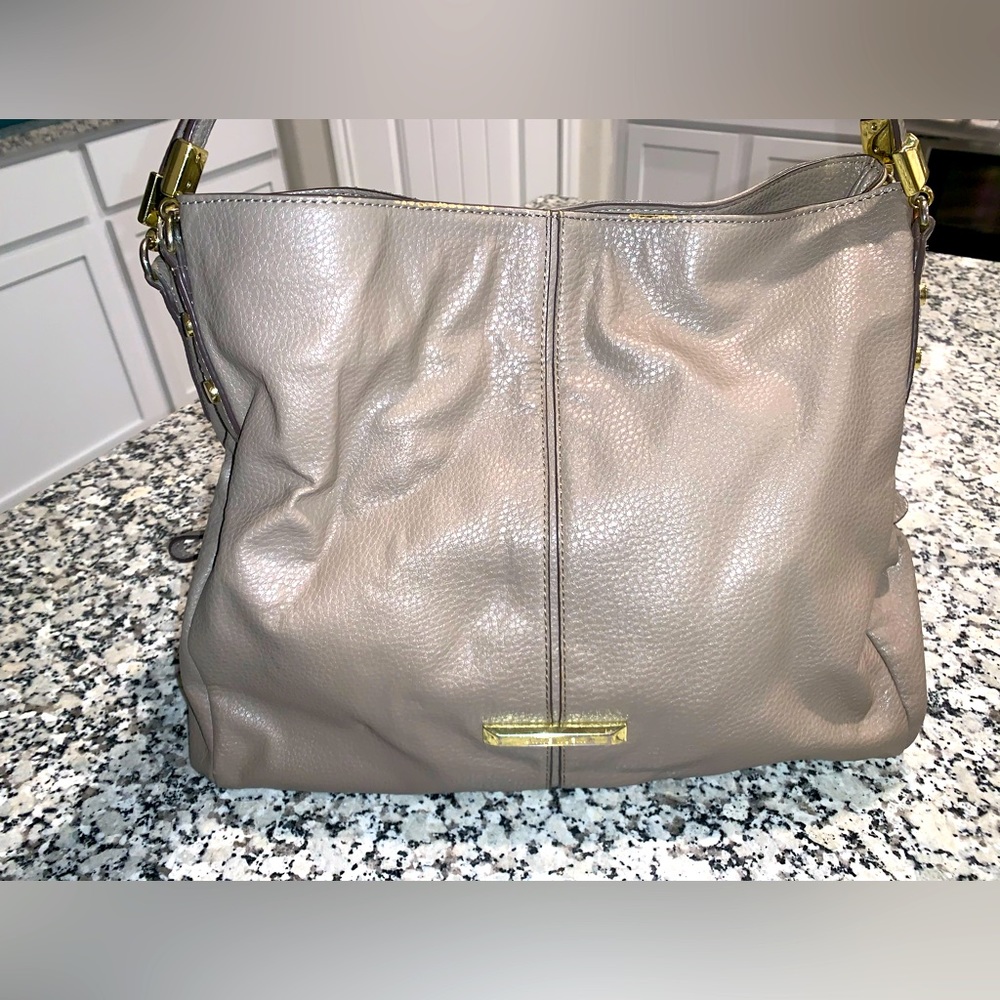 Tan leather Anne Klein handbag with gold hardware